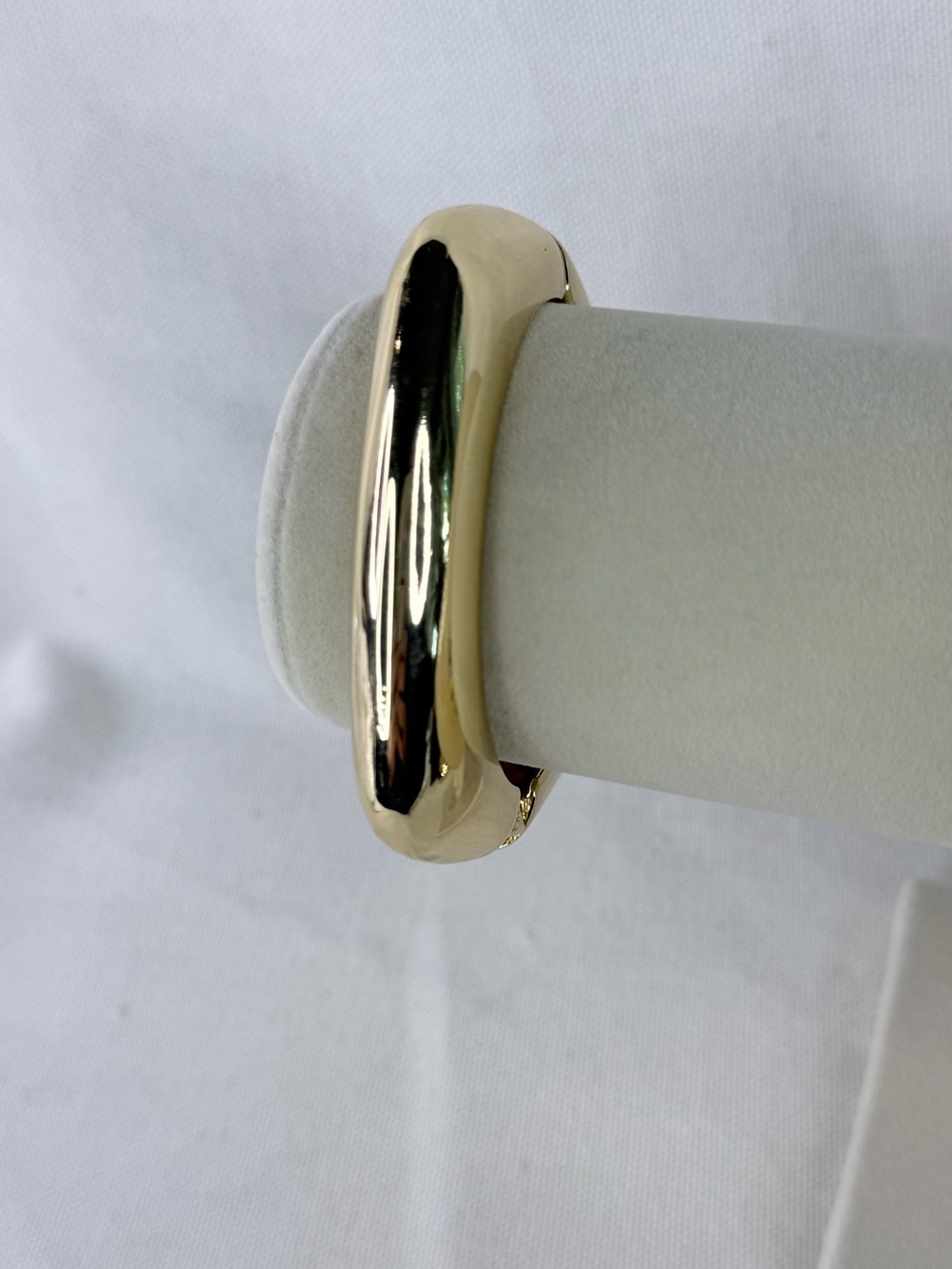 Gold Polished Dome Bangle Bracelet with Hinge